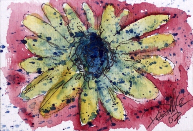 sunflower aceo watercolor painting